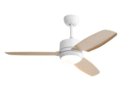 Ventilador de teto de 116,8 cm com 3 lâminas de ABS e LED, 6 velocidades, motor DC reversível, luz natural