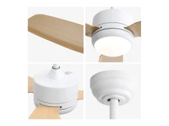 Ventilador de teto de 116,8 cm com 3 lâminas de ABS e LED, 6 velocidades, motor DC reversível, luz natural