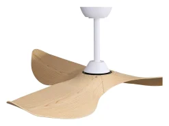 Ventilador de teto de 132 cm com 3 pás curvas, controle remoto, 6 velocidades e temporizador, motor DC reversível, luz natural