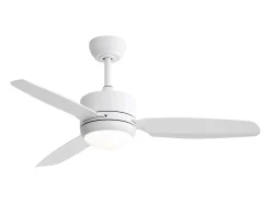 Ventilador de teto de 116,8 cm, 3 pás de ABS com LED, 6 velocidades, motor DC reversível, branco