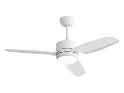 Ventilador de teto de 116,8 cm, 3 pás de ABS com LED, 6 velocidades, motor DC reversível, branco