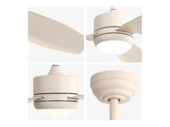 Ventilador de teto de 116,8 cm, 3 pás de ABS com LED, 6 velocidades, motor DC reversível, bege