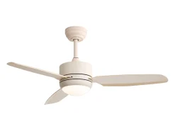 Ventilador de teto de 116,8 cm, 3 pás de ABS com LED, 6 velocidades, motor DC reversível, bege