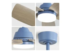 Ventilador de teto de 106,6 cm com 5 lâminas e LED, 6 velocidades, motor DC reversível, azul