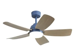 Ventilador de teto de 106,6 cm com 5 lâminas e LED, 6 velocidades, motor DC reversível, azul