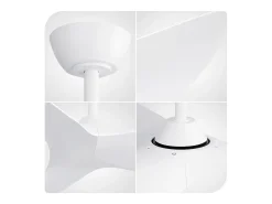 Ventilador de teto de 3 pás de 96,5 cm com controle remoto, 6 velocidades e timer ajustável, motor DC reversível, branco