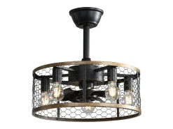 Ventilador de teto de 7 pás de 50,8 cm com luz e controle remoto, motor DC reversível, preto
