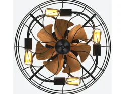 Ventilador de teto de 7 pás de 50,8 cm com 4 luzes e controle remoto, motor DC reversível, preto e marrom