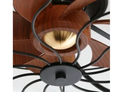 Ventilador de teto de 7 pás de 50,8 cm com 4 luzes e controle remoto, motor DC reversível, preto e marrom