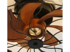 Ventilador de teto de 7 pás de 50,8 cm com 4 luzes e controle remoto, motor DC reversível, preto e marrom