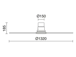 Ventilador de teto estilo moderno MISTRAL - motor DC - LED SMD 24W - K select - comando à distância - sem luz - 3 pás - ø132 cm - aço e madeira - preto e bordo
