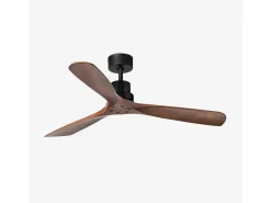 Ventilador de teto Faro Barcelona - Lantau L Preto/Madeira - Motor DC silencioso, sem luz, controle remoto, 6 velocidades