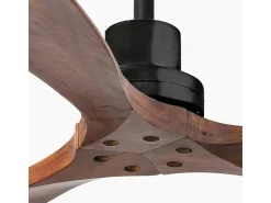 Ventilador de teto Faro Barcelona - Lantau L Preto/Madeira - Motor DC silencioso, sem luz, controle remoto, 6 velocidades