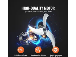 Ventilador SucceBuy de Tambor Industrial de 61 cm com Temporizador Conveniente e 3 Velocidades Ajustáveis - Perfeito para Grandes Espaços como Armazéns e Garagens