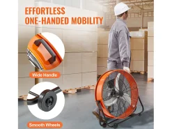 Ventilador SucceBuy de Tambor Industrial de 61 cm com Temporizador Conveniente e 3 Velocidades Ajustáveis - Perfeito para Grandes Espaços como Armazéns e Garagens