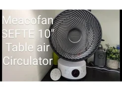 Ventoinha de mesa silenciosa MEACO MeacoFan Sefte 10", motor sem escovas, oscilação H/V e comando remoto iluminado branco.