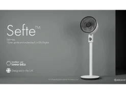 Ventoinha de pé MEACO MeacoFan Sefte 10", silenciosa, altura ajustável, oscilação horizontal e vertical, motor sem escovas, controlo remoto, cor branca.