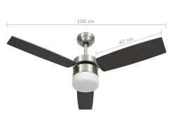 Ventoinha de teto c/ luz/controlo remoto 108cm castanho-escuro