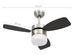 Ventoinha de teto c/ luz/controlo remoto 76 cm castanho-escuro