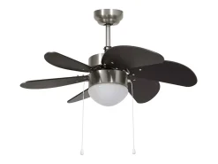 Ventoinha de teto com luz 76 cm castanho-escuro