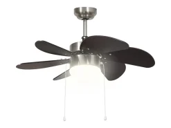Ventoinha de teto com luz 76 cm castanho-escuro