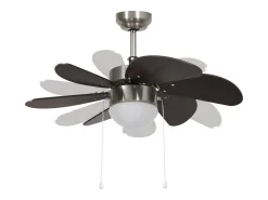 Ventoinha de teto com luz 76 cm castanho-escuro