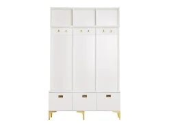 Vestiário com banco, 3 portas e cabideiro - 120 x 23,5 x 191,5 - Aglomerado - Cor branca