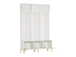 Vestiário com banco, 3 portas e cabideiro - 120 x 23,5 x 191,5 - Aglomerado - Cor branca