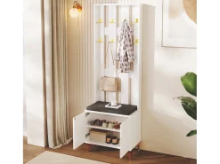 Vestiário com cabideiro e sapateira - 60,5x35,2x180,5 cm - Aglomerado - Branco