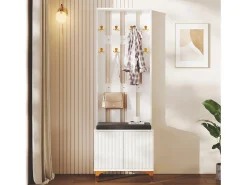 Vestiário com cabideiro e sapateira - 60,5x35,2x180,5 cm - Aglomerado - Branco
