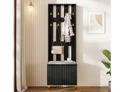 Vestiário com cabideiro e sapateira - 60,5x35,2x180,5 cm - Aglomerado - Preto