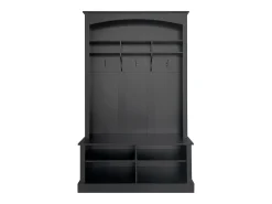Vestiário de entrada com bengaleiro e banco para guardar sapatos - 120x40x190 cm - Preto