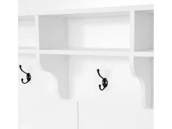 Vestiário de entrada com bengaleiro e banco para guardar sapatos - 120x40x190 cm - Branco