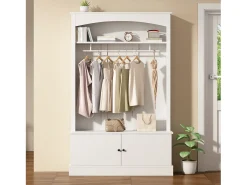 Vestiário moderno - com cabideiro e armazenamento para sapatos - Banco com armazenamento - com ganchos - Branco