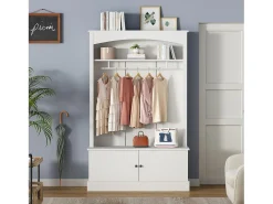Vestiário moderno - com cabideiro e armazenamento para sapatos - Banco com armazenamento - com ganchos - Branco