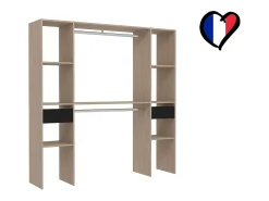 Vestuário de madeira elegante com 6 prateleiras, 2 gavetas, 2 cabides - 180 x 40 x 180 cm ELYSEE