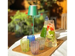 Vidro Transparente Zafferano Perle - Vidro Colorido Soprado, 32 cl, Feito à Mão - Conjunto de 2 Copos Artesanais para Água ou Coquetéis