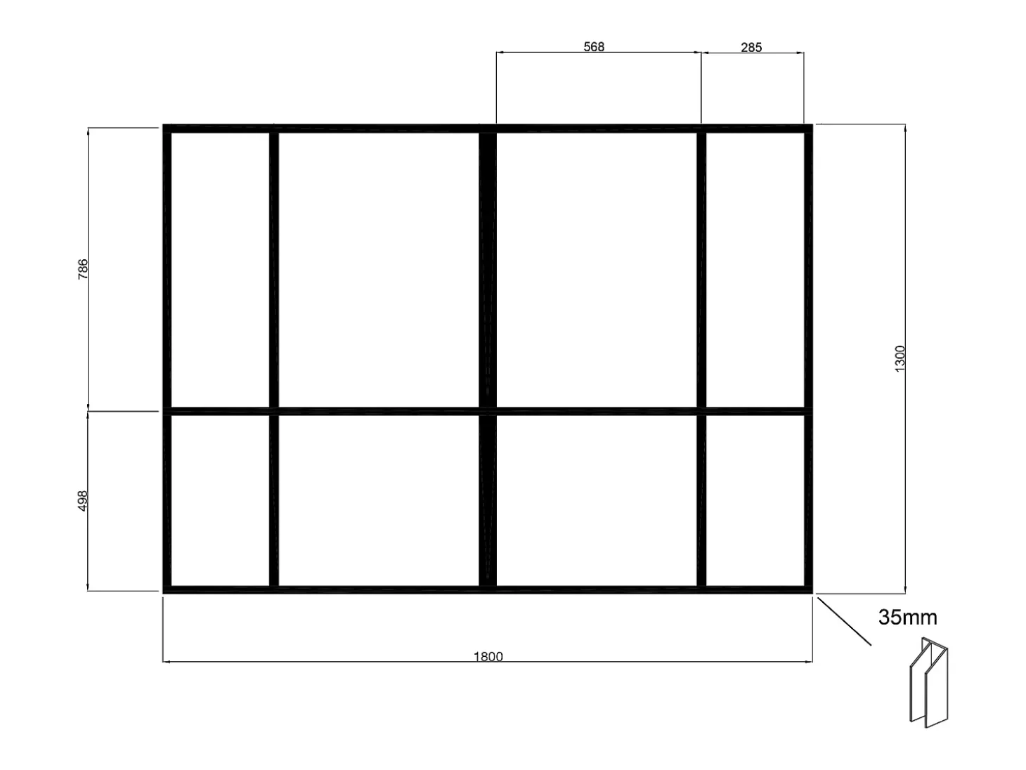 Vitral de atelier design em alumínio termolacado - L180 x A130 - TONIBA