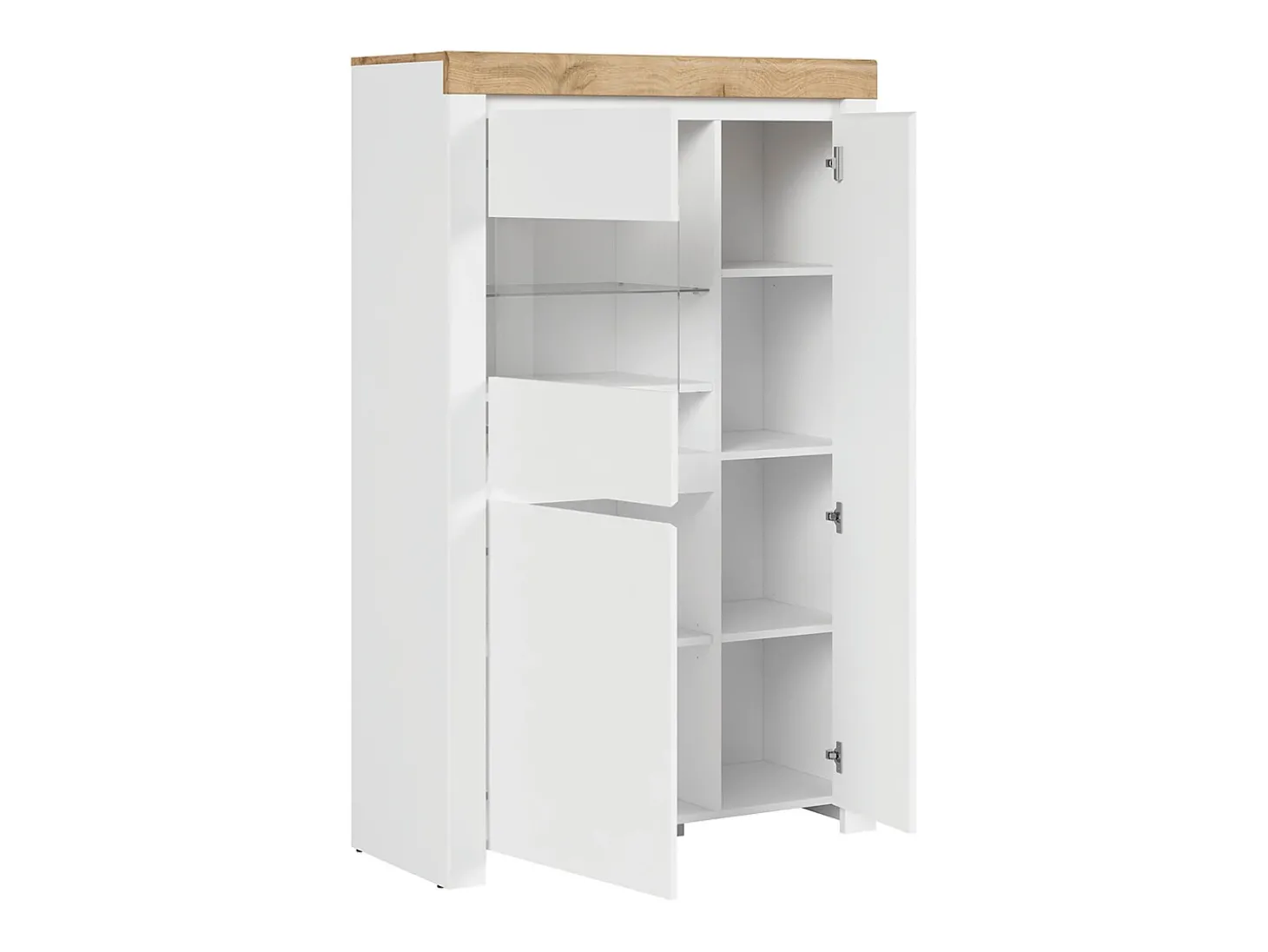Vitrina de 3 portas Hella Branco e Madeira