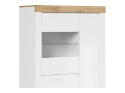 Vitrina de 3 portas Hella Branco e Madeira