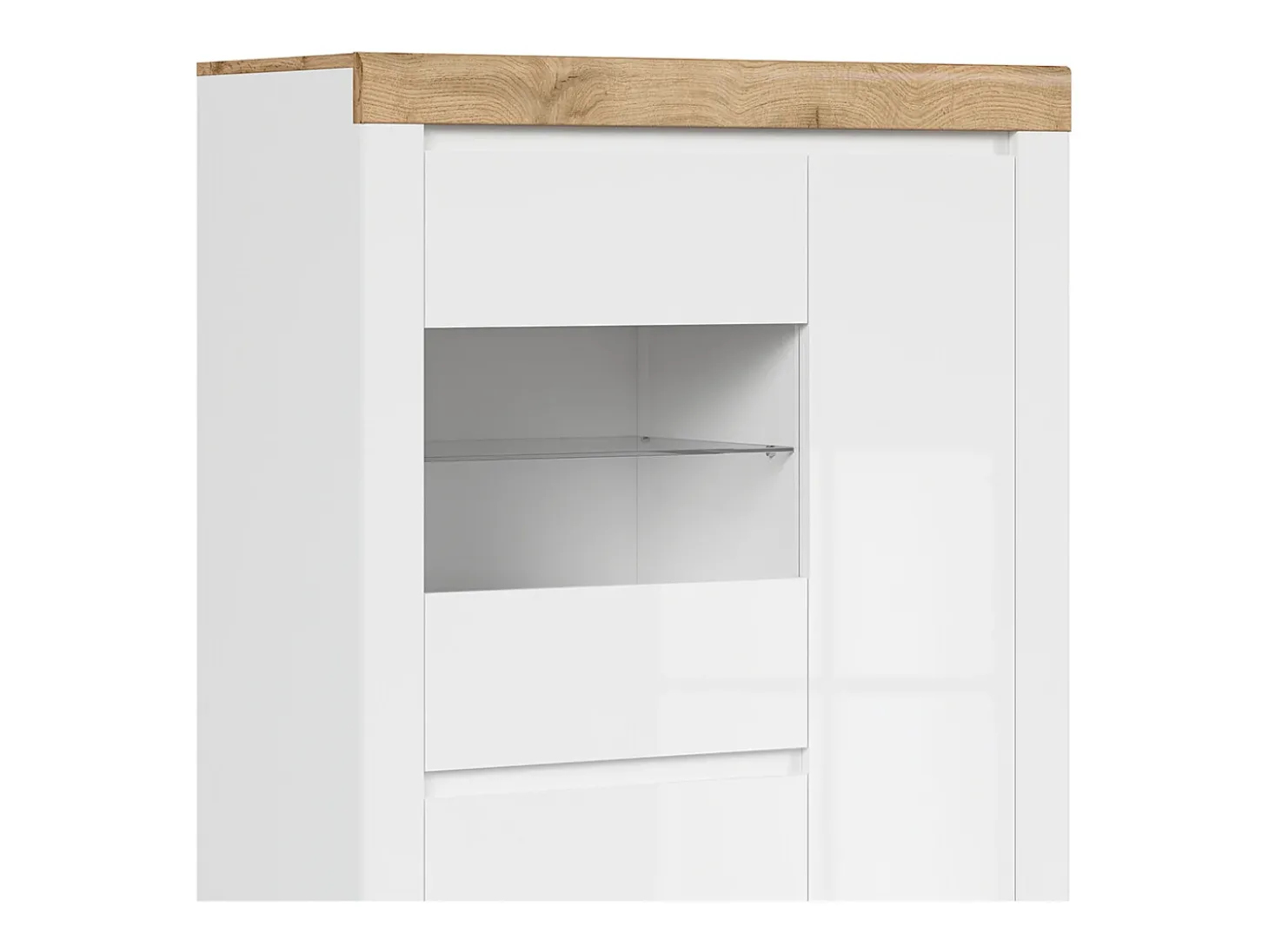 Vitrina de 3 portas Hella Branco e Madeira
