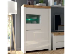 Vitrina de 3 portas Hella Branco e Madeira