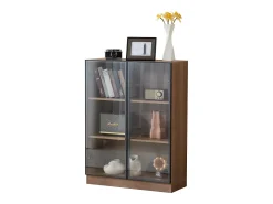 Vitrina em vidro com 3 prateleiras - LED - Castanho