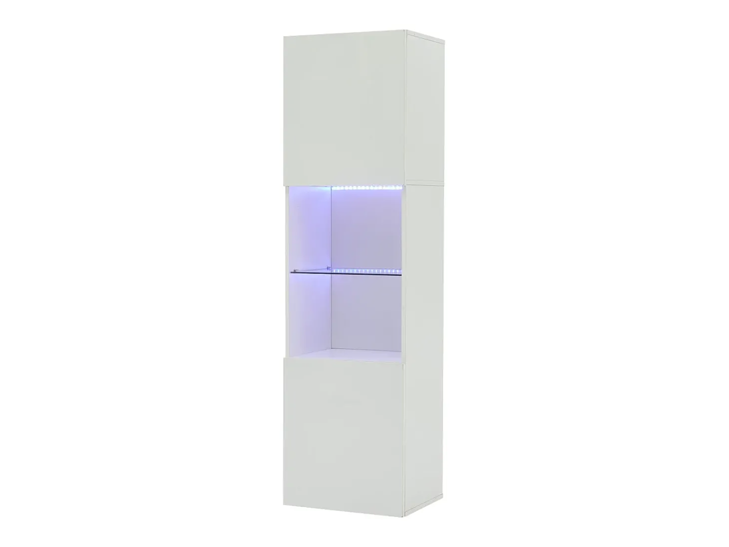 Vitrina 45x35x160 cm - com 2 portas - com iluminação LED - 1 prateleira de vidro - branco
