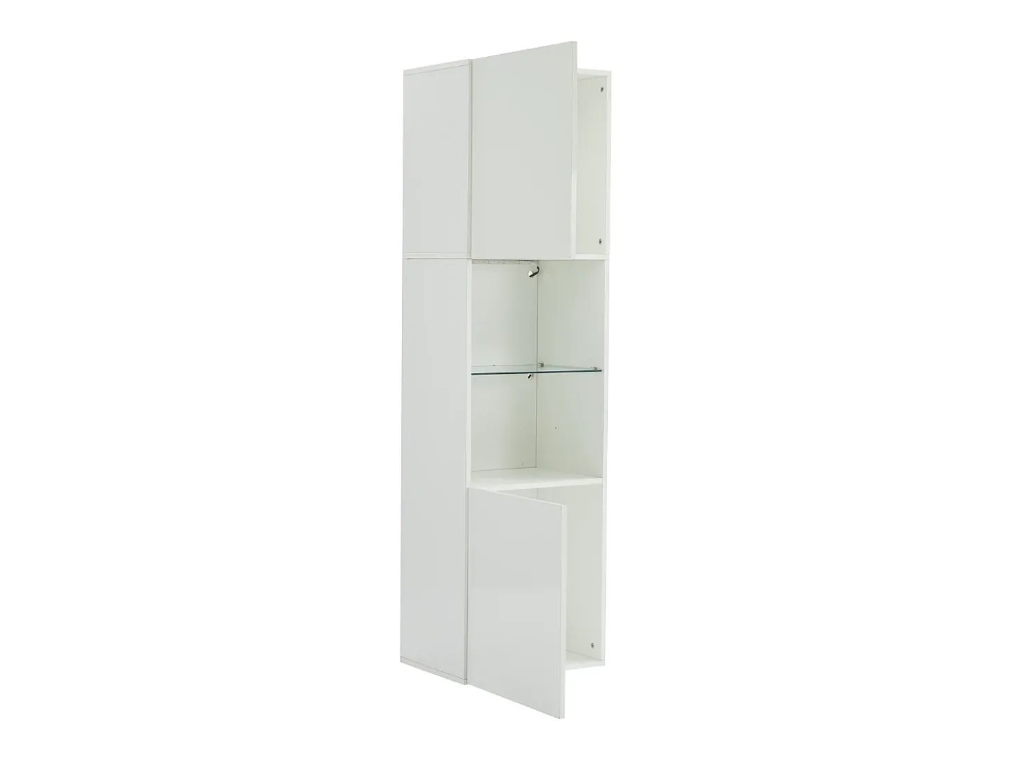 Vitrina 45x35x160 cm - com 2 portas - com iluminação LED - 1 prateleira de vidro - branco