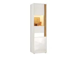 Vitrina 50x40x179cm - con iluminação LED - con 2 portas - Prateleiras ajustáveis - Branco + Natural