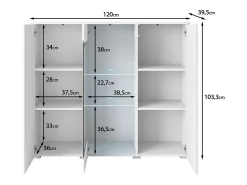 Vitrine alta moderna 120 cm para sala 3 portas carvalho wotan mate