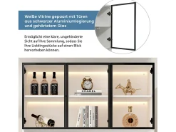 Vitrine alta moderna em vidro - 120 x 36 x 200 cm - com LEDs + 6 portas - para coleções/quarto - aglomerado - branca