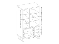 Vitrine, armário para pratos, aparador MILO. Cores em carvalho e acabamentos em preto. Móvel ideal para a sua sala de jantar.