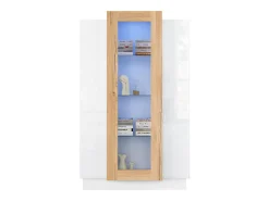 Vitrine brilhante - 74 x 40 x 120 cm - com 3 portas + LEDs + prateleiras de armazenamento - Aglomerado + vidro temperado - branco